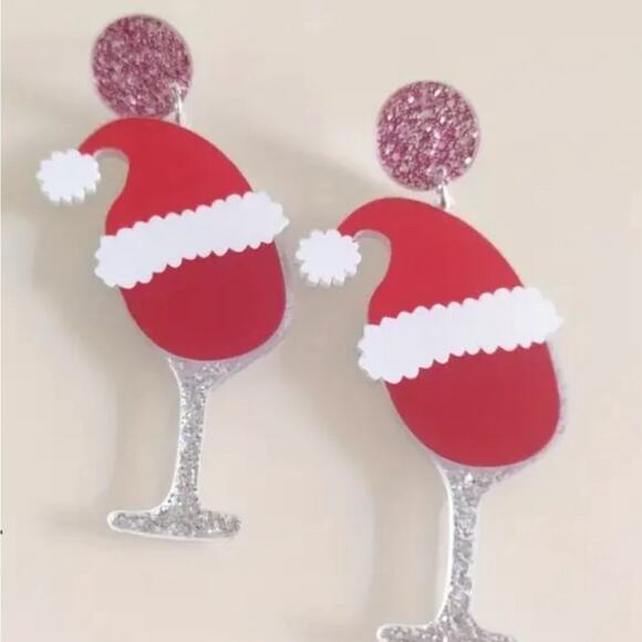 Acrylic Wine Christmas Earrings - Picture 1 of 1